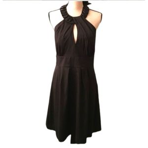 Donna Ricco Satin Halter Dress Beaded Neck Style Size 6 Black